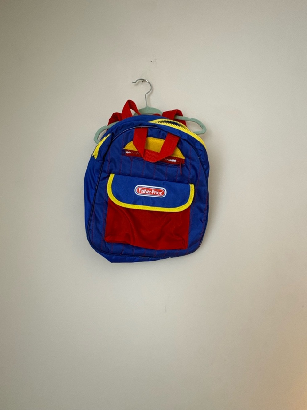 Vintage 90s Fisher-Price Blue & Red color block Trim Toddler small kids backpack